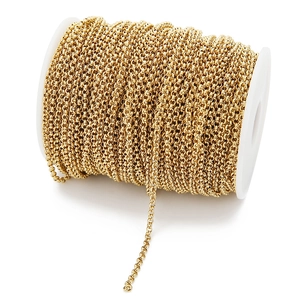 2-6mm 18k gold plated stainless steel rolo chain spool for DIY jewelry making