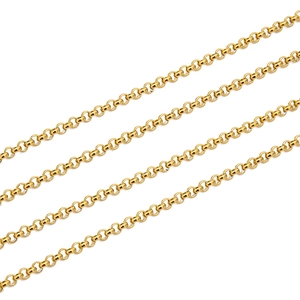Polished 18k gold plated stainless steel rolo chain necklace for DIY jewelry making