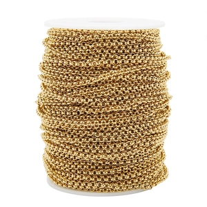 Stainless Steel Rolo Chain For DIY Jewelry Making Round Link Cross Chain Gold Silver Color Fashion Necklace Bracelet Craft Findings