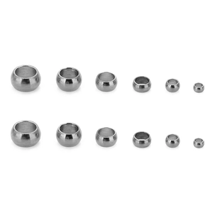 Comparación de tamaños de 100 cuentas de crimpado de acero inox para joyería DIY
