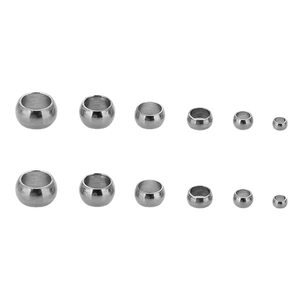 Varios tamaños de cuentas de engaste de acero inoxidable plateado para joyería DIY