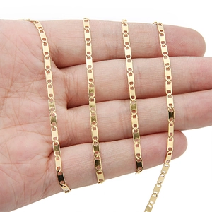 2.7mm gold-plated stainless steel rectangular link chain shown on hand for size