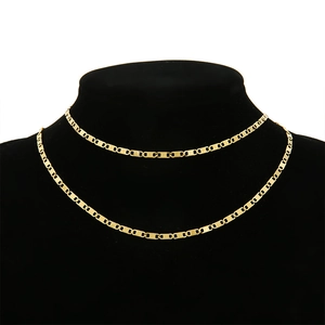 Minimalist 2.7mm stainless steel rectangle link chain necklace with 18k gold plating