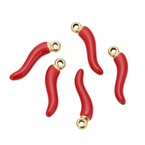 Roestvrij Staal Rode Chilipeper Hanger Email Druppelolie Corno Cornicello Charme Voor DIY Sieraden Ketting Oorbel Accessoires Alleen Hanger