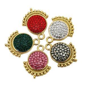 Pendentifs en acier inoxydable plaqué or 18K avec zircons colorés pour bijoux DIY