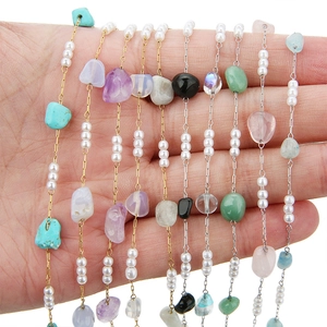 Catena in Acciaio Inossidabile con Pietre Naturali Irregolari e Künstliche Perle di Imitazione per Creazione Gioielli Fai da Te Accessori