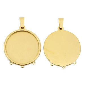 Detailed macro view of 18k gold plated stainless steel 3-hole teardrop jewelry base
