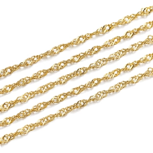 2mm 18k vergulde roestvrijstalen Singapore watergolf ketting voor DIY sieraden maken
