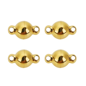 Chiusure magnetiche sferiche in oro lucido per collane e bracciali, set da 4