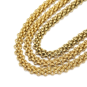 13mm chunky woven chain in 18k gold-plated stainless steel with textured link finish