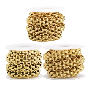 13mm gold plated stainless steel braided chain rolls with textured and smooth finishes
