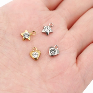 Colgantes DIY de corazón y estrella en acero inoxidable 304 oro y plata con cristales