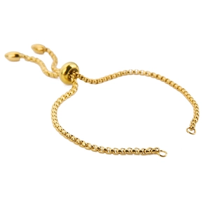 Stainless Steel 18K Gold Plated Adjustable Bolo Box Chain Slider Extension Chain For DIY Bracelet Necklace Jewelry Making Accessory