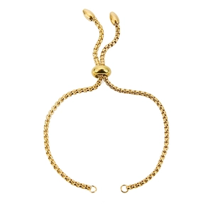 Adjustable 18k gold plated box chain for DIY jewelry making with slide clasp