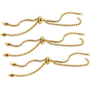 Adjustable 18k gold plated stainless steel slider box chains for DIY jewelry making