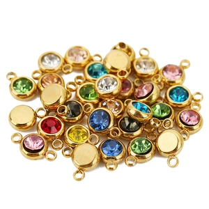 Colgantes de cristal coloridos de 6mm con marcos dorados para creación de bisutería