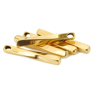 Pendentifs rectangulaires 3D en or poli pour colliers hip hop DIY en acier inoxydable
