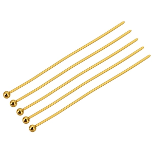 Lot de 5 épingles à tête sphérique en acier inoxydable doré sous vide pour bijoux