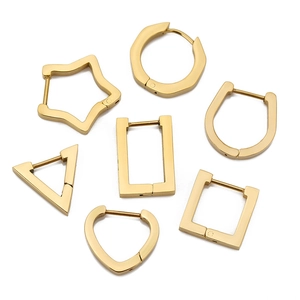 Minimalist Stainless Steel Geometric Huggie Hoop Earrings For Women 18K Gold Plated Heart Star Triangle Square Rectangle U-Shape Hip Hop Ear Buckles Jewelry
