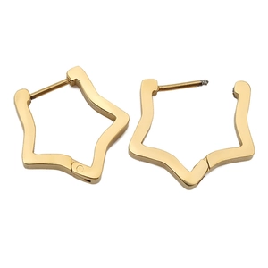 18k gold plated stainless steel star shaped hoop earrings with high polish finish