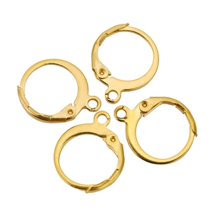 Golden stainless steel lever-back ear hooks with open loop for DIY earring making