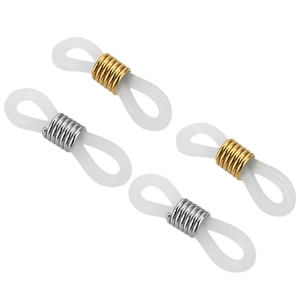 Silicone eyeglass chain connectors with adjustable gold and silver spring metal coils