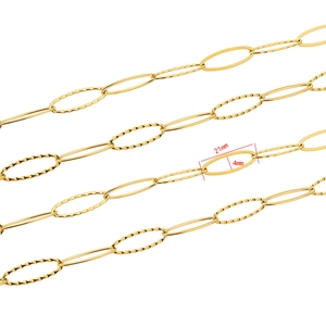 21x4mm vergulde ovale schakelketting met gladde en gestructureerde DIY-sieradenonderdelen