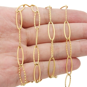Roestvrijstalen Getextureerde Ovale Schakelketting Voor DIY Sieraden Maken Goud Zilveren Ketting Armband Accessoires