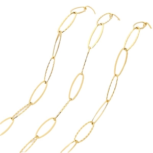 Gepolijste en gestructureerde 19mm vergulde ovale schakelketting voor DIY sieraden
