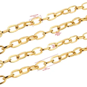 Catena a Croce in Filo Quadrato in Acciaio Inossidabile Placcato Oro 18K Accessorio per Gioielli Fai da Te
