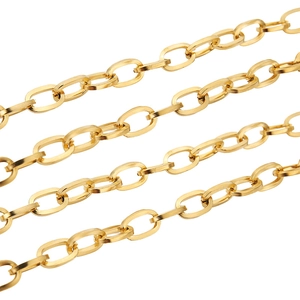 Detalle de cadena de eslabones ovalados dorados de 12mm para creación de joyas DIY