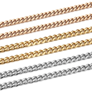 Catena Barbazzale in Acciaio Inossidabile al Titanio Oro Oro Rosa Argento Placcato Catena Cuban Link Accessori DIY
