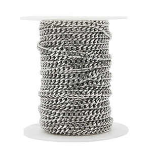 Catena a maglia barbazzale da 5,5mm in acciaio inox argento per creazione gioielli