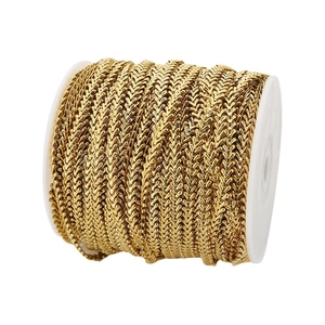 Chaîne épi de 6 mm en acier inoxydable plaqué or 18 carats sur bobine blanche pour bijoux