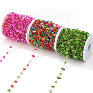 DIY jewelry 18k gold plated stainless steel chain rolls with colorful natural stones