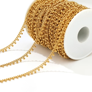 Cadena de bolas de 3mm de acero inoxidable chapado en oro para joyería DIY en carrete blanco