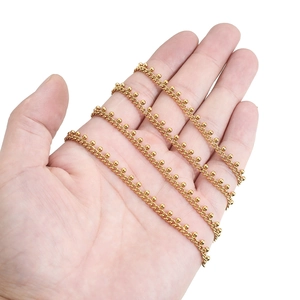 Cadena de bolas de acero inoxidable dorado de 3mm para hacer joyas y collares DIY
