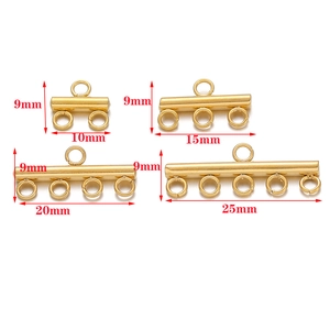 Golden stainless steel multi-strand slide tube clasp connectors in 10mm to 25mm sizes