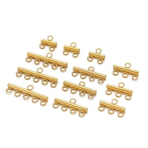 Golden stainless steel slide clasp connectors for multi-row necklaces in 2 to 5 hole sizes