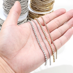 DIY 2mm 18k vergulde roestvrijstalen strass klauwkettingen voor sieraden maken