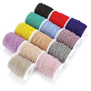 Colored Crystal Glass Bead Chain Gold Plated Stainless Steel Jewelry Making Chain For DIY Necklace Bracelet Crafting Accessories