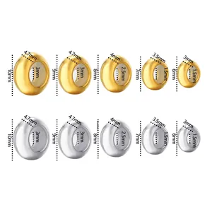 Tabla de tallas de cuentas ajustables de acero inoxidable en acabado oro y plata