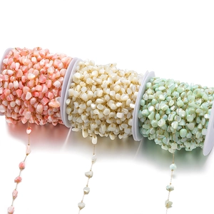 Handmade Colorful Shell Stainless Steel Chain Geometric 7mm Shell Link Chain DIY Jewelry Making Accessories Material