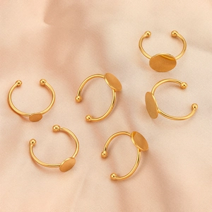 6PCS gold plated adjustable stainless steel ring base blanks for DIY jewelry making