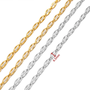 Chaîne à maillons O de 6,5 mm en acier inoxydable poli pour bijoux en or et argent