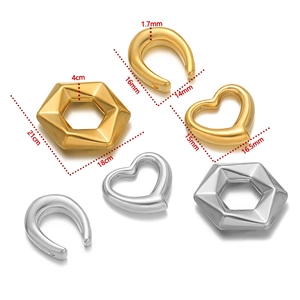Set di ciondoli geometrici in acciaio lucido con cuori ed esagoni per gioielli fai da te