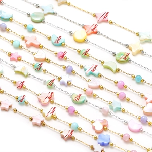 Colorful shell chain with heart and star charms for DIY necklace jewelry making