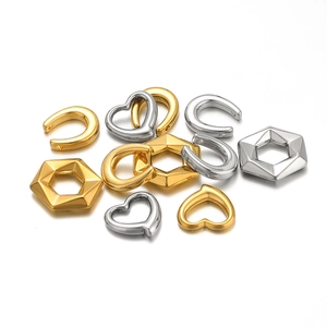 Perline distanziatrici a cuore e esagonali in acciaio inossidabile oro e argento per DIY