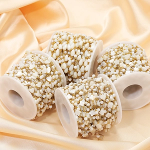Golden stainless steel jewelry chains with white shell beads in heart and star shapes
