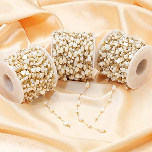 Stainless Steel Mother Of Artificial Pearl Shell Bead Chain For DIY Jewelry Making Gold Plated Star Heart Moon Flower Accessories